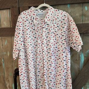 Columbia PFG Men's Casual Shirt with Red and Blue Pattern